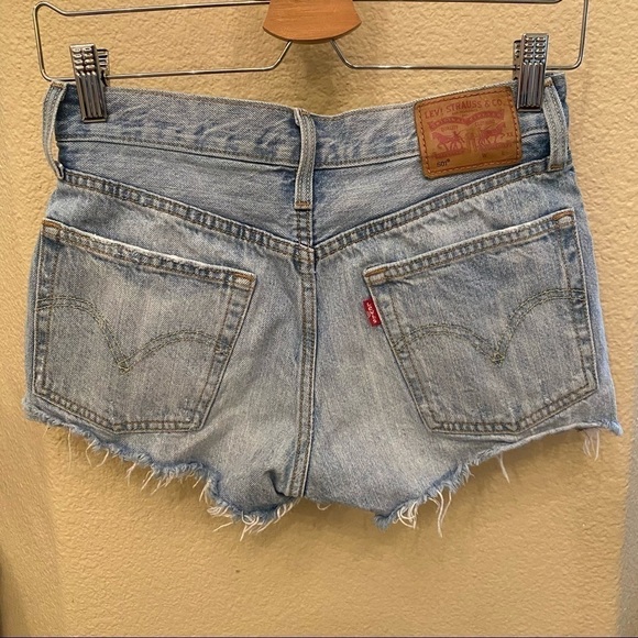 LEVI’S 501 Blue Raw Hem Jean Shorts-Waist 14” - Picture 1 of 8